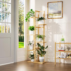 ROMGUAR CRAFT 6 Tier Bamboo Plant Stand Indoor, Wood Tall Flower Holder Corner - Image 2