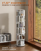 6-Tier Solid Wood Rotating Bookshelf on Wheels, 360° Spinning Book Shelf Tower - Image 6