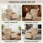 Oversized Recliner Chair Covers, 4-Piece Stretch Geometric Strokes Jacquard - Image 7