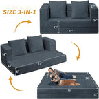 Folding Bean Bag Chair for Adults, 3-in-1 Bean Bag Couch Faux Fur Floor Sofa - Image 3