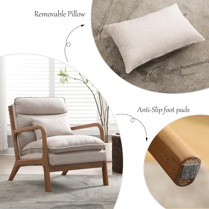 INZOY Mid Century Modern Accent Chair - Image 6