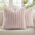 decorUhome Fall Faux Fur Throw Pillow Covers 16x16 Set of 2 Pink White | by decorUhome