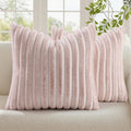 decorUhome Fall Faux Fur Throw Pillow Covers 20x20 Set of 2 Pink White | by decorUhome