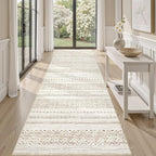 cotiled Hallway 3x10 Runner Rugs Washable Boho Rug Brown Cream | Solve Modern by COTILED