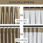 Vision Home Brown Pinch Pleated Full Blackout Curtains Linen Blended Room - Image 4