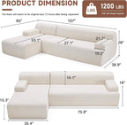 Weture 107" Modular Sectional Cloud Couch, Boneless couches Sponge sectionals - Image 2