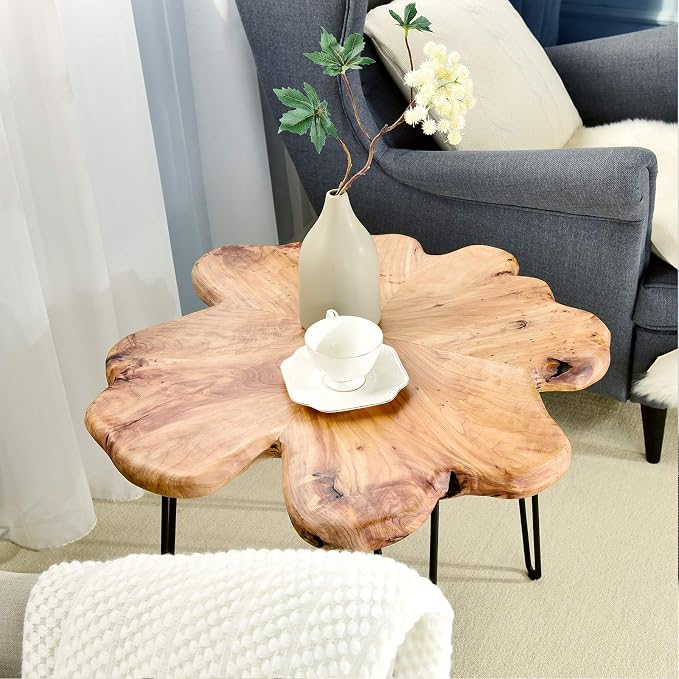 WELLAND Live Edge Cedar Coffee Table 32" W x 32" D x 20.5" H Rustic Round Table - Image 7