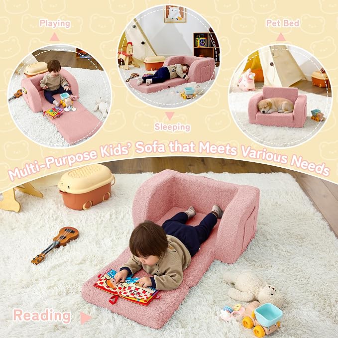 Toddler Couch, 2-in-1 Toddler Chairs Comfy 1-3 Years Old, Toddler Chair - Image 6