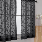 Furman Cafe Curtains 30 Inch Length 2 Panels Set, Elegant Geometric Jacquard - Image 2