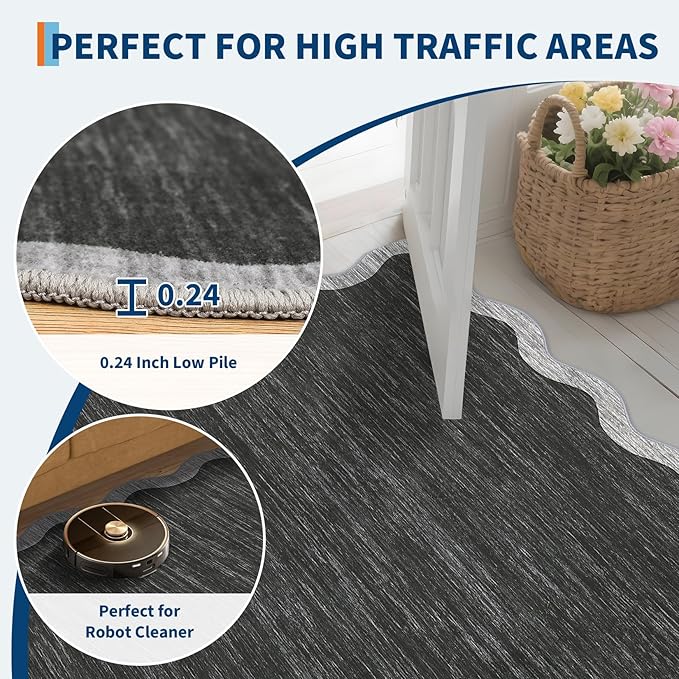 GarveeHome Scalloped Washable Rugs 9x12 Area Rug - Image 6