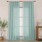Chyhomenyc Extra Long Aqua Green Semi Sheer Curtains 108 Inches Long 2 Panels by Chyhomenyc