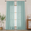 Chyhomenyc Extra Long Aqua Green Semi Sheer Curtains 120 Inches Long 2 Panels by Chyhomenyc