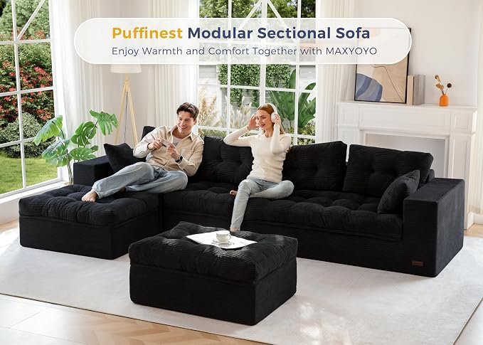 MAXYOYO 132" U Shaped Modular Sectional Sofa - Image 2