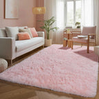 Soft Pink Fluffy Shag Pastel Area Rugs by PAGISOFE