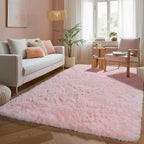Pink Fluffy Plush Area Rug 5x8, Kids Shag Rugs by PAGISOFE