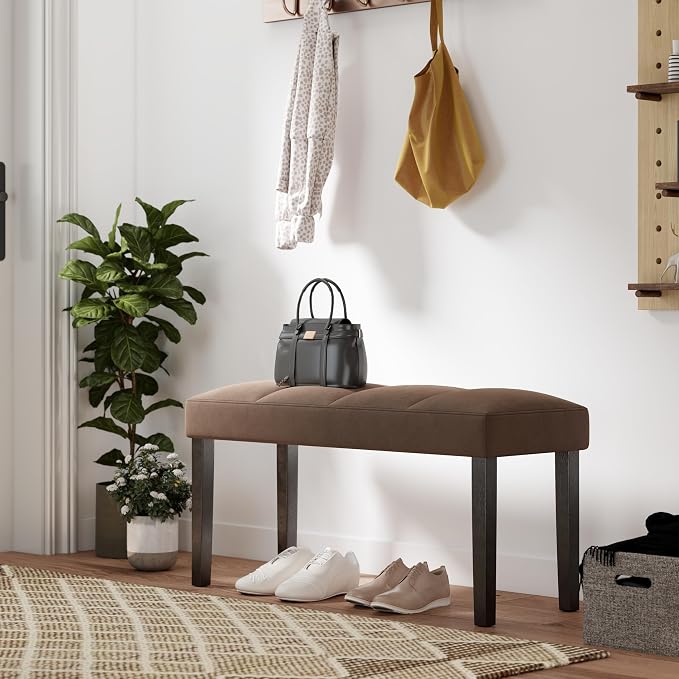 Roundhill Furniture Strata Velvet Upholstered Dining Bench - Image 4