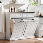 IFGET Double Tilt Out Trash Cabinet, 20 Gallon Farmhouse Laundry Hamper Cabinet - Image 6