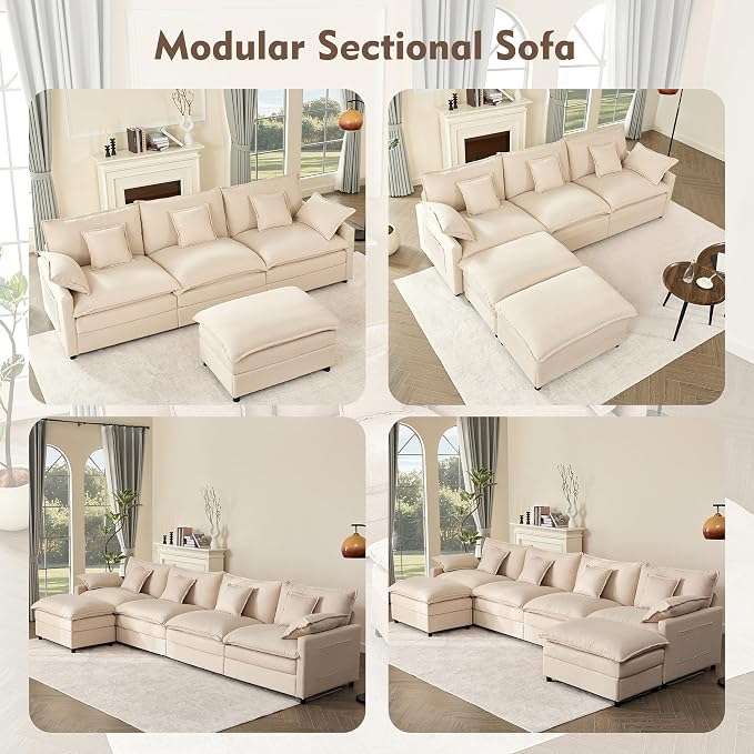 GOSUHI 108" U Shaped Couch, Modular Sectional Sofa, 3-Seater Comfy Cloud Couch - Image 8