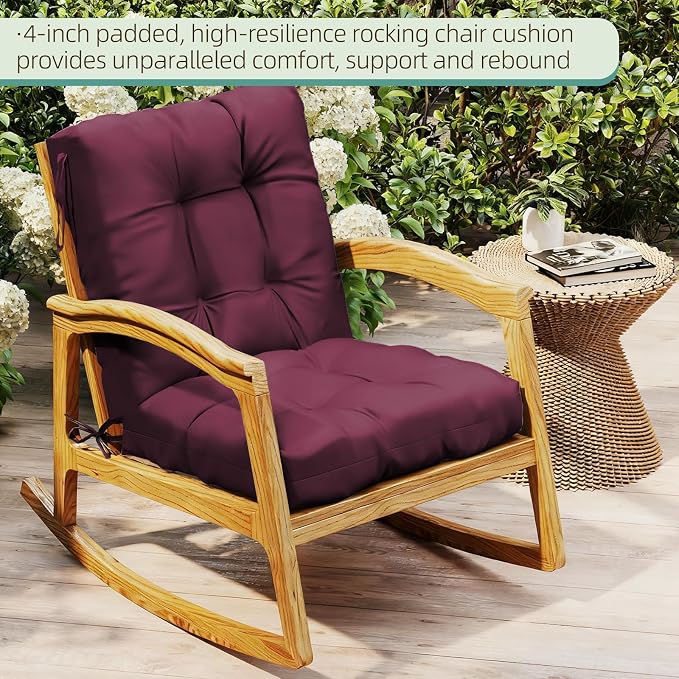 Outdoor Chair Cushions Set of 2, High Back Soft Seat Pad - Image 3