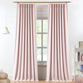 Vision Home Soft Pink Pinch Pleated Full Blackout Curtains Linen Blended Room by VisionHome