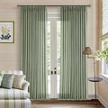 Pinch Pleated Sage Green Thick Linen Curtains 96 Inch Length 2 Panels Set | by Twodrapes