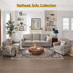 ONBRILL Nailhead Trim Armchair, Rolled Arm Accent Chair - Image 7