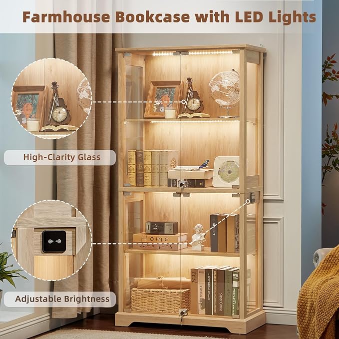 LELELINKY Farmhouse Display Cabinet Set of 2 - Image 8