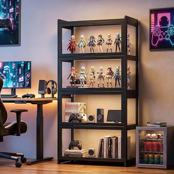 Magshion Display Cabinet with Acrylic Doors, 4-Tier Curio Cabinet - Image 4