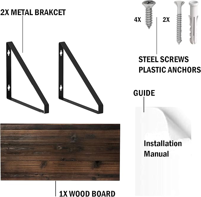 BAMEOS Floating Shelves Rustic Wood Wall Shelf Wall Mounted Shelves - Image 7