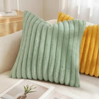 decorUhome Fall Faux Fur Throw Pillow Covers 24x24 Set of 2 Sage Green | - Image 4