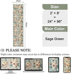 DUKINO 2x8 Washable Runner Rug, Floral Non Slip Kitchen Rugs, Sage Green | Low - Image 2