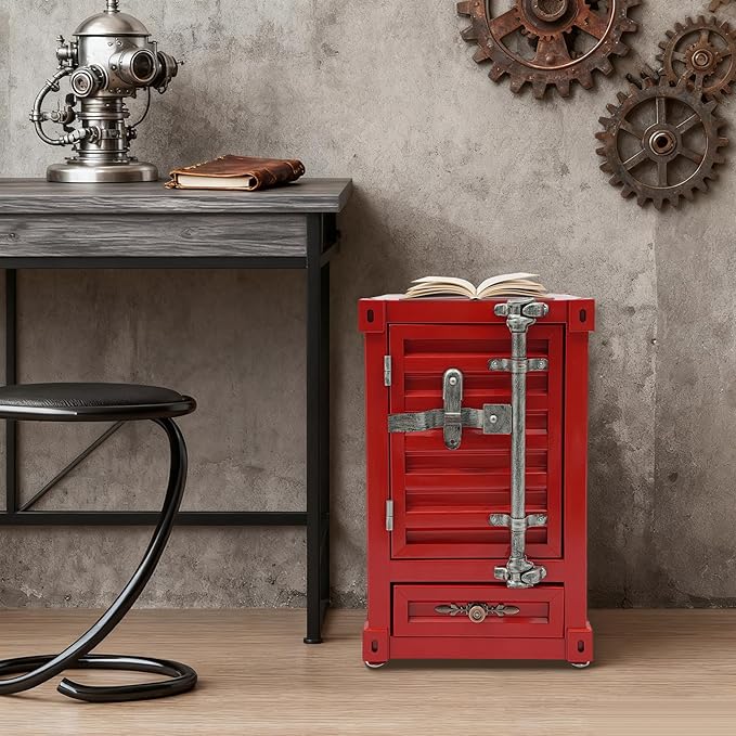 Industrial Metal Shipping Container Cabinet, Iron Side Table - Image 2