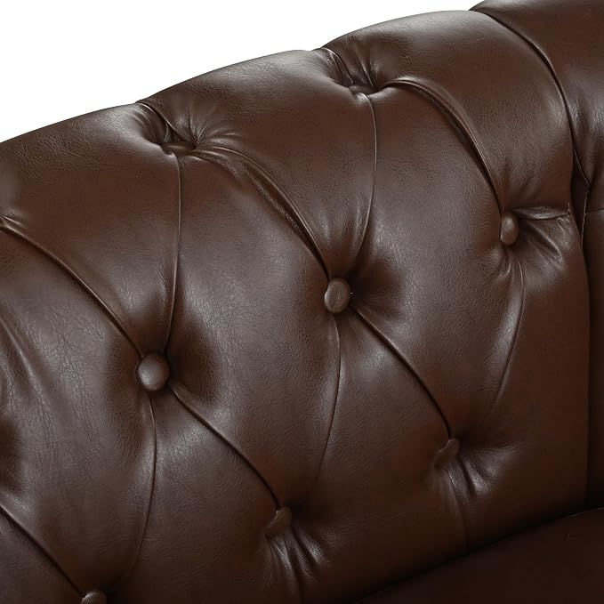KEIKI 99" L-Shaped Luxury PU Leather Chesterfield Sectional Sofa - Image 5