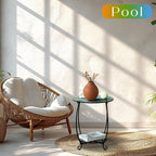 Cinnvoice Outdoor Side Table Round Small Mosaic Patio Accent Indoor End Plant - Image 5