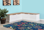 Linon Harris Natural and White Two Tone Backless Corner Breakfast Nook - Image 3
