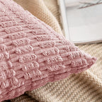MIULEE Corduroy Decorative Throw Pillow Covers 16x16 Blush Pink Pack of 2 | - Image 5