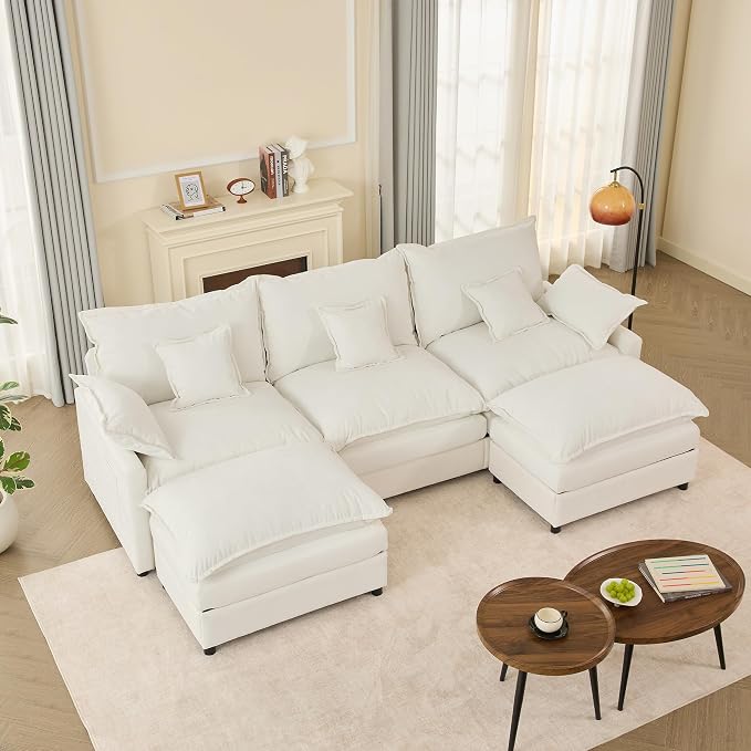 GOSUHI 108" U Shaped Couch, Modular Sectional Sofa, 3-Seater Comfy Cloud Couch by GOSUHI
