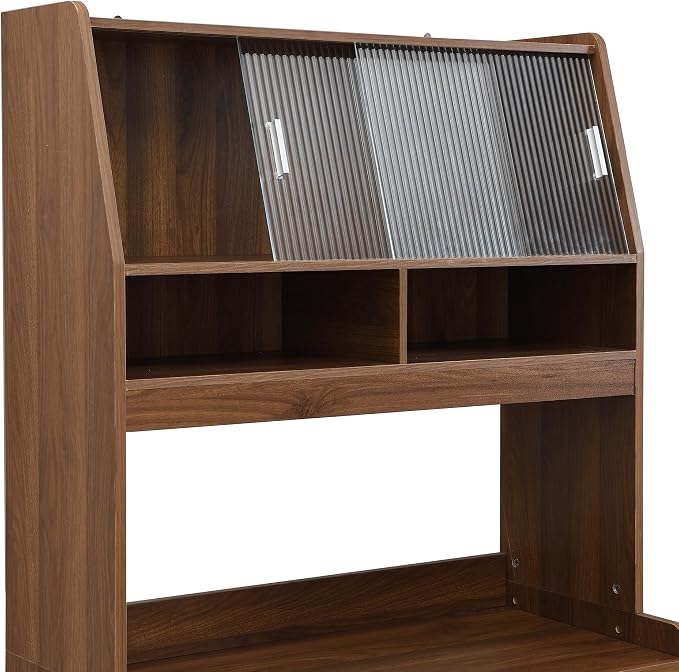 Kitchen Storage Cabinet with Hutch and Extendable Dining Table, 33.5" - Image 8