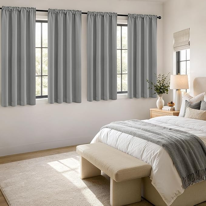 MIULEE Light Grey Blackout Curtains 4 Panels Set 72 Inch Length Bedroom | - Image 4