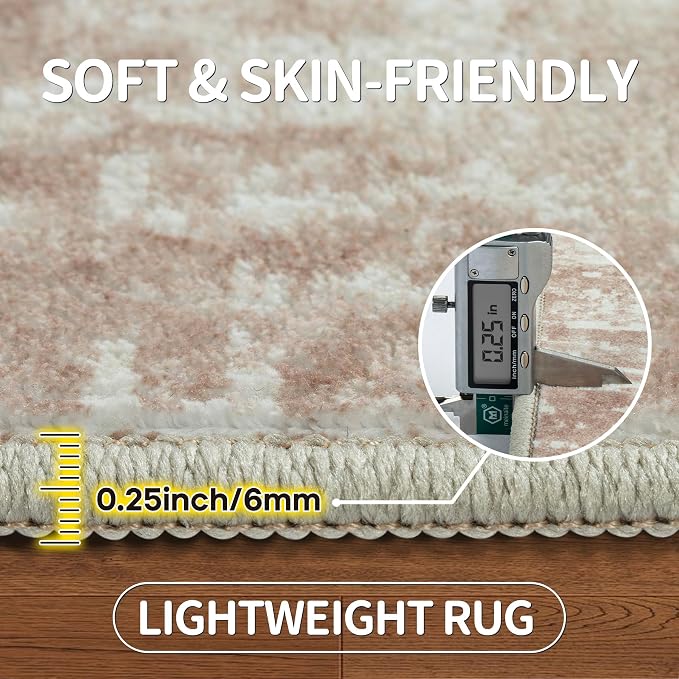 Aelenmu 9x12 Area Rugs for Living Room Bedroom Dining Room Washable Beige | - Image 6