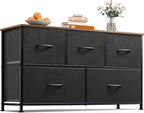 WLIVE Dresser for Bedroom with 5 Drawers, Wide Chest of Drawers, Fabric Dresser by WLIVE