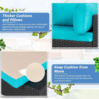 Shintenchi 5 Pieces Outdoor Patio Sectional Sofa Couch, Patio Conversation Sets - Image 5