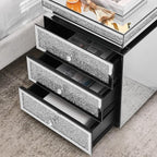Modern Glam Glass Mirror Nightstand, 3-Drawer Luxury Mirrored Accent Table - Image 7