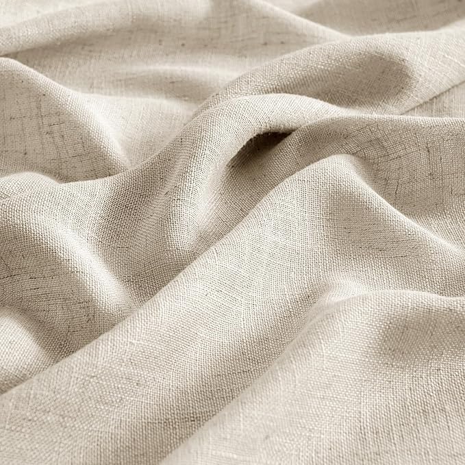 MIULEE Beige Linen Curtains 52x63 Inch 2 Panels - Image 4
