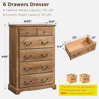 T4TREAM 48" Tall 6 Drawers Dresser Chests - Image 2