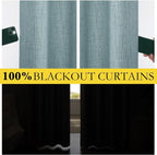NICETOWN 100% Blackout Skylark Blue Linen Curtains 90" Length - Image 7