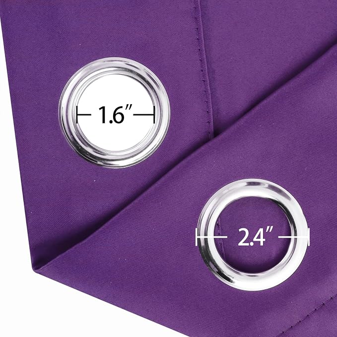 Purple Blackout Curtains 42 x 54 Inch Length Set of 2 Panels Grommet Bedroom - Image 5