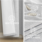 Yakamok White Linen Textured Curtains 63 Inches Long - Image 5