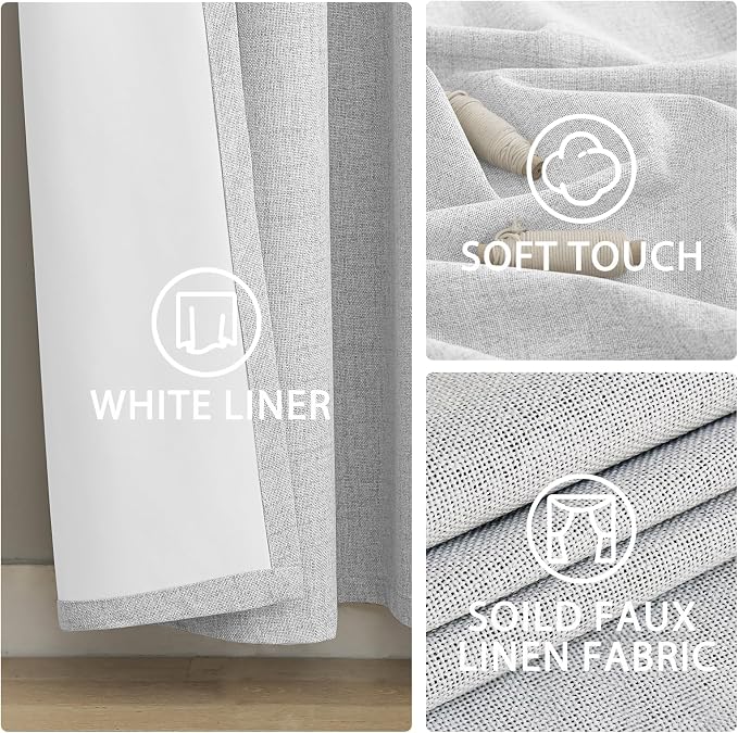 Yakamok White Linen Textured Curtains 72 Inches Long - Image 6