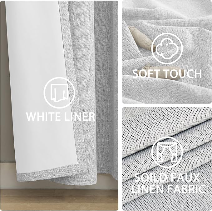 Yakamok White Linen Textured Curtains 84 Inches Long - Image 6